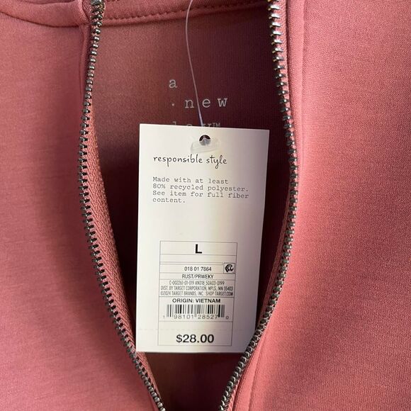 A New Day Rust Pink cropped hoodie with zipper - Picture 3 of 3
